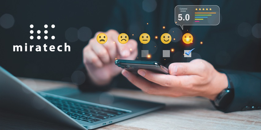 Person reviewing customer experience on phone