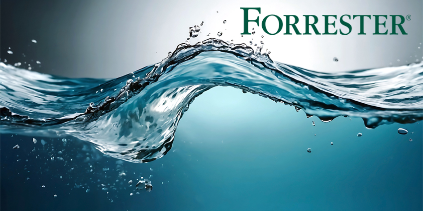 Blue fresh transparent clear flowing water wave, dynamic water splash, close-up