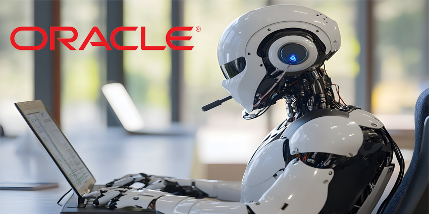 A robot efficiently working as a call center agent in a minimalistic, clean office environment, highlighting the integration of AI in modern customer service.