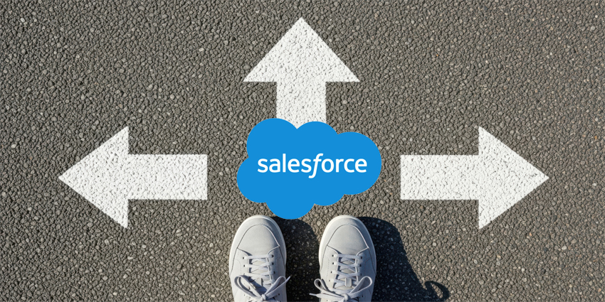 Person standing at a crossroads with three different directions to choose from