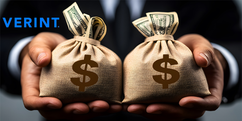 A businessman in a suit holding two burlap money bags with dollar signs, each bag stuffed with rolled-up hundred-dollar bills, symbolizing wealth, investment, and financial success